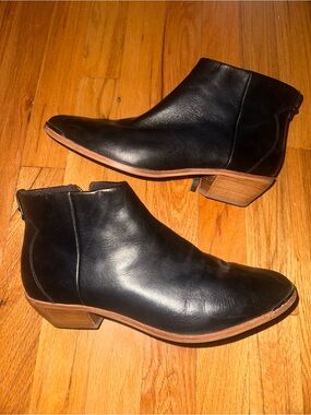 Ted Baker Women's Black Leather Ankle Boots with Low Block Heel